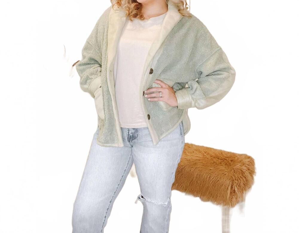 NEW LISTICLE janet faux suede jacket in light green